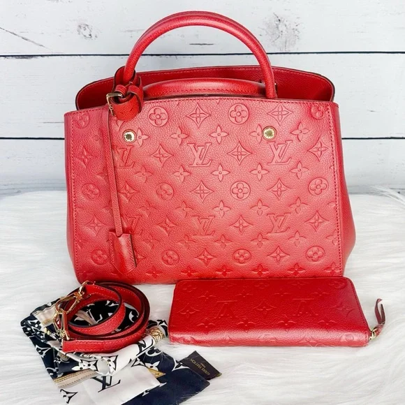 Louis Vuitton Montaigne MM Empreinte Cerise Bag, Wallet & Scarf BUNDLE โฅ๏ธ - Picture 1 of 16